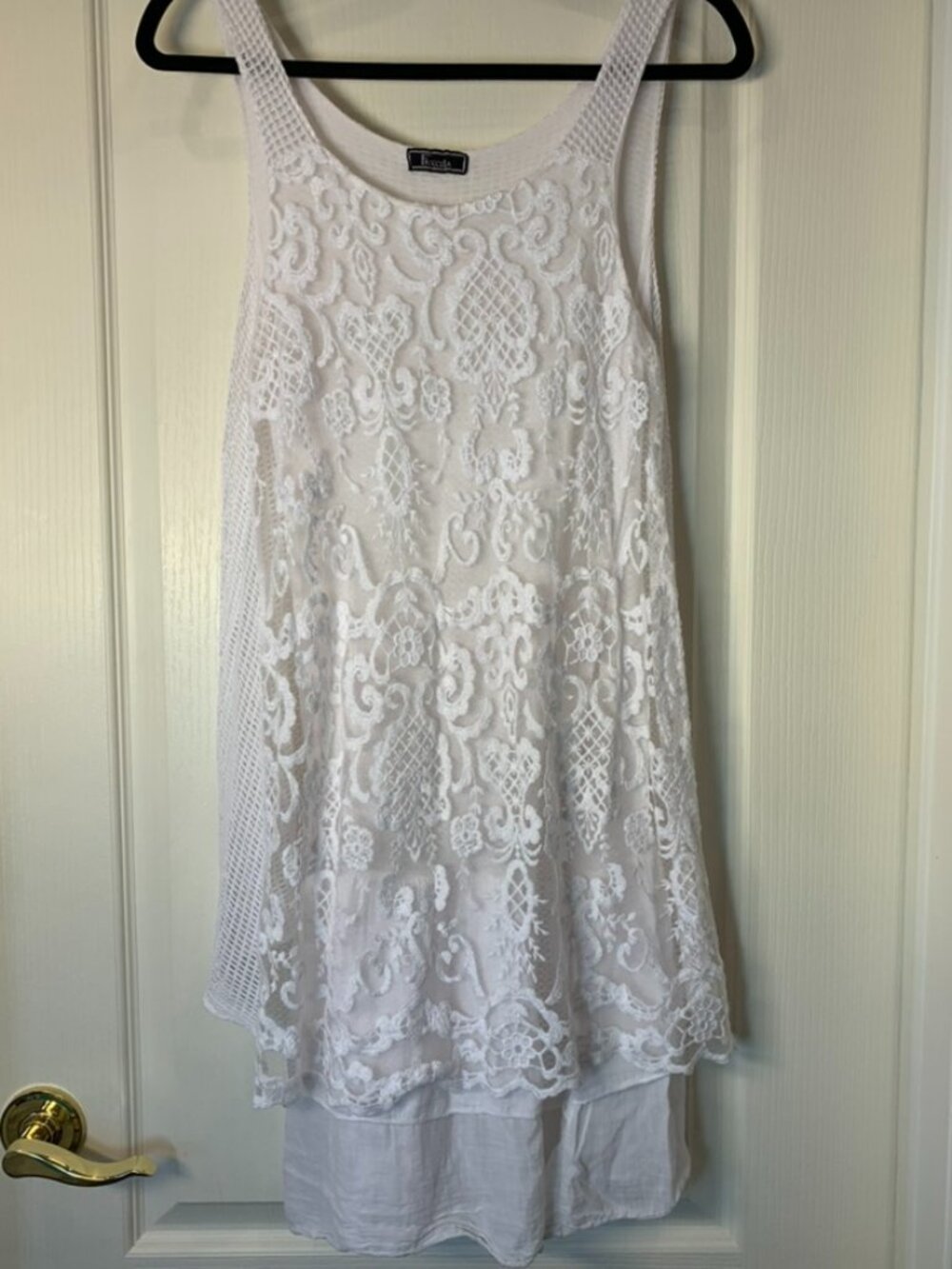 Froccella Italy White Lace‎ Tiered Dress Boho Romantic Summer Dress Gr. 3